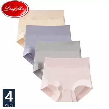 4 шт., хлопковые трусики с высокой талией, женское нижнее белье, женские трусы, дышащее нижнее белье L&4pcs