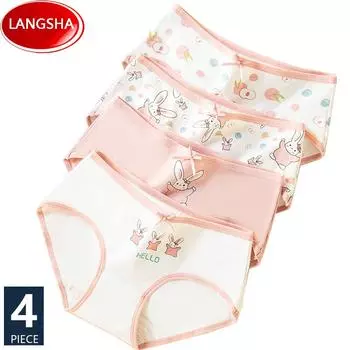 4 шт./компл. хлопковые женские трусики, дышащее нижнее белье, трусы с милым бантом для девочек, женское нижнее белье M