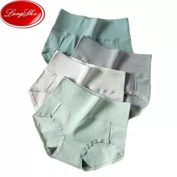 LANGSHA, 4 шт., трусики с высокой талией, женское нижнее белье из чистого хлопка, бесшовные трусы, дышащее женское белье