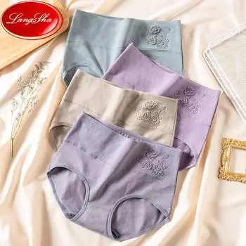 LANGSHA 4 шт. трусики женское хлопковое нижнее белье милые трусы с принтом удобное женское белье большие размеры M-5XL L