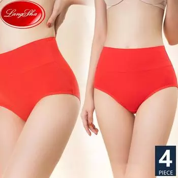 LANGSHA, 4 шт., женские трусики с высокой талией, хлопковое нижнее белье, дышащие трусы, женское нижнее белье M-XXL