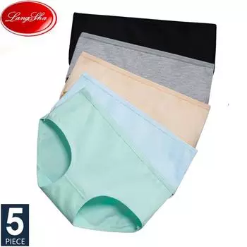 LANGSHA 5 шт. хлопковые трусики с низкой талией, дышащее женское нижнее белье, однотонные трусики, женские трусы, размер L-XXXL