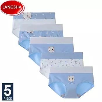 5 шт./компл. хлопковые трусики женское нижнее белье дышащие трусики милые принты для девочек трусы M