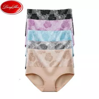 LANGSHA 5 шт./компл. женские трусики с высокой талией, дышащее хлопковое нижнее белье, женские трусы M-XXXXXL