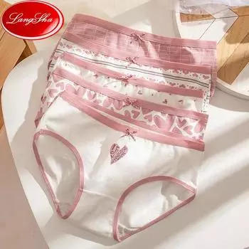 5 шт. женские трусики, хлопковое дышащее нижнее белье, бесшовные милые трусы с бантом для девочек, женское нижнее белье M&5pcs