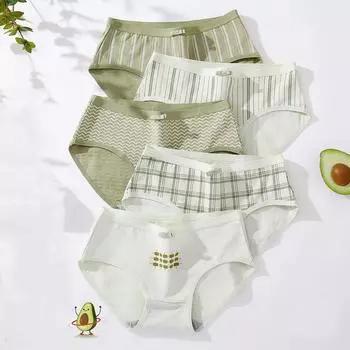 LANGSHA 5 шт. женские трусики, хлопковые трусы, дышащий комплект нижнего белья, милые трусы с бантом, нижнее белье M&5pcs