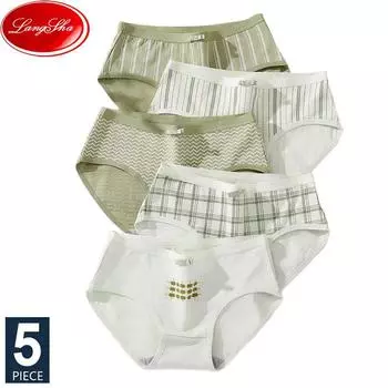 LANGSHA 5 шт. женские трусики, хлопковые трусы, дышащий комплект нижнего белья, милые трусы с бантом, нижнее белье