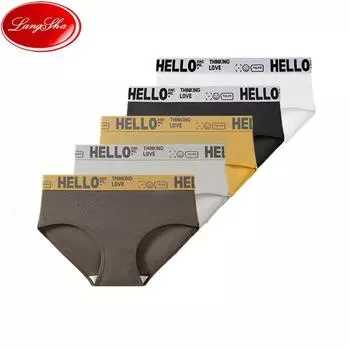 LANGSHA 5 шт. женское нижнее белье, хлопковые сексуальные однотонные трусики, дышащее интимное женское белье