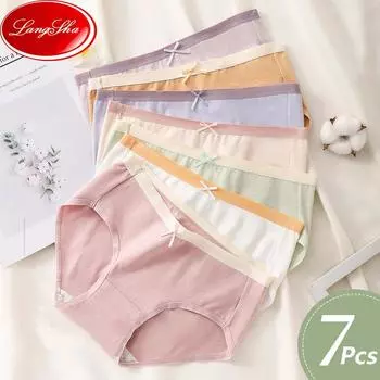 LANGSHA, 7 шт., дышащие хлопковые трусики с низкой талией, женское нижнее белье, трусы для девочек, бесшовное женское нижнее белье