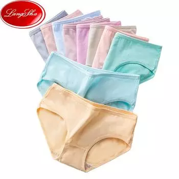 LANGSHA 7 шт. хлопковые трусики, нижнее белье для женщин, бесшовные трусы, простое нижнее белье со средней посадкой, трусики для девочек