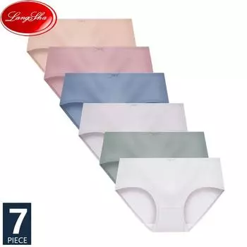 LANGSHA, 7 шт./компл., хлопковые женские трусики, дышащие милые трусы с бантом для девочек, женское бесшовное нижнее белье, размер M-XXL