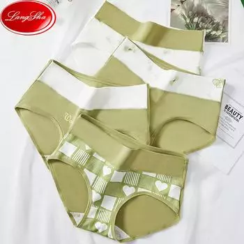 Плюс размер M-5XL хлопковые женские трусики с высокой талией, нижнее белье, дышащие милые трусы с принтом M