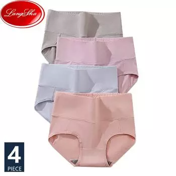 Плюс размер M-5XL Трусики с высокой талией Женское дышащее хлопковое нижнее белье Трусы с принтом Женское нижнее белье M