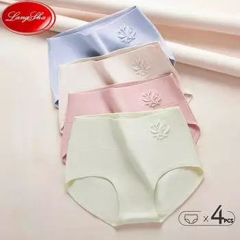 LANGSHA хлопковые трусики с высокой талией для женщин, корректирующее белье, большие размеры, дышащие трусики, однотонные женские трусы, женское нижнее белье