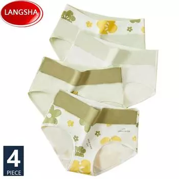 Хлопковые трусики с высокой талией, женское нижнее белье, дышащие трусы с милым принтом для девочек, большие размеры M-5XL M