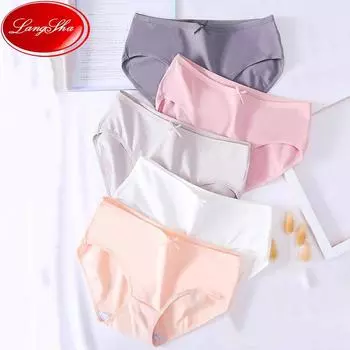 5 шт./компл. хлопковые женские трусики дышащее нижнее белье милые трусы с бантом для девочек трусы с низкой талией M