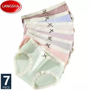 LANGSHA хлопковые женские трусики, дышащее нижнее белье, трусы для девочек, женские трусы, размер M-XXL, 7 шт. M