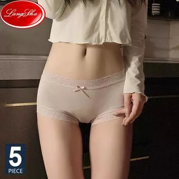 LANGSHA Хлопковые женские трусики, дышащее нижнее белье, милые трусы с бантом для девочек, женские трусы со средней талией