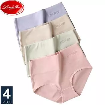 LANGSHA M-5XL нижнее белье с высокой талией, хлопковые трусики для женщин, дышащие женские трусы, 4 шт./компл.