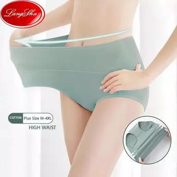 LANGSHA, размер M-4XL, трусики с высокой талией, женское хлопковое нижнее белье, дышащие женские трусы, мягкое женское белье