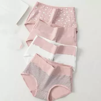 LANGSHA трусики большого размера 5XL, женское хлопковое нижнее белье с высокой талией, трусы для девочек, красивое нижнее белье с принтом M
