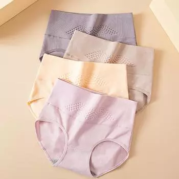 LANGSHA Высокая талия 4 шт. трусики из чистого хлопка женские большие размеры M-5XL Body Shaper модные трусы нижнее белье женское нижнее белье M