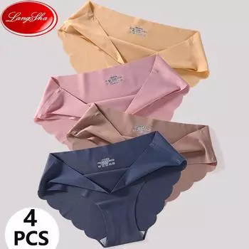 LANGSHA женские бесшовные атласные трусики гладкое тонкое приятное для кожи нижнее белье женские трусы