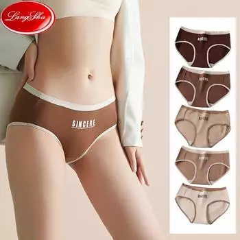LANGSHA женские бесшовные хлопковые трусики, мягкие удобные спортивные нижнее белье с низкой посадкой, женские трусы с милым принтом