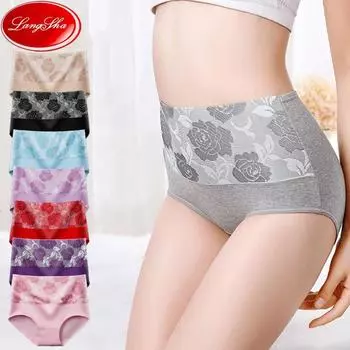 LANGSHA женские хлопковые дышащие трусики с высокой талией, удобные трусы, формирователь тела, женские трусы
