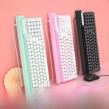 Langtu L3/L4 Проводная бесшумная водонепроницаемая клавиатура и мышь в стиле панк для офисного использования L4 wired синий/белый