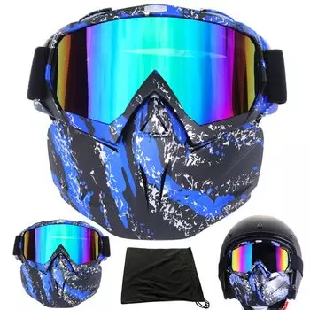 Lanhei Goggles, Face , Helmet Compatible, Face Guard, Motorcycle, Primed, Jet Offroad, Motorcycle Goggles,
