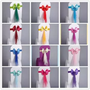 LANLE пояса для стула, высокая эластичная спинка стула, галстук-бабочка, ленты для стула, ленты для свадьбы, вечеринки, Рождества, дня рождения жёлтый