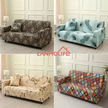 LANMOLIFE Stretch Sofa Cover Universal Printed Sofa Slipcover Loveseat Couch Cover Cover with 1Pc Pillowcase 1-seater 90-140cm