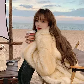 Lantau non-island 24 зимняя новая искусственная шуба плюшевая куртка модная ленивая благородная темпераментная верхняя женская S