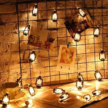 Lantern String Lights 80 LED Lights Mini Vintage Christmas Halloween Decorative Kerosene String Lights Patio Garden Home 484 USB&1.5M 10LED теплый белый
