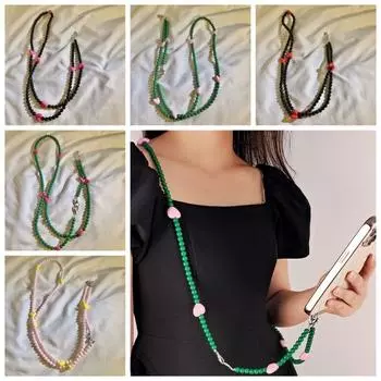 Lanyard Mobile Phone Crossbody Strap Chain Love Heart Beads Versatile Mobile Phone Pendant style 10 no patch