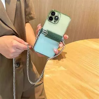 Lanyard Mobile Phone Holder Phone Crossbody Chain Neck Strap Phone Clip Holder Phone Cover Strap blue-gold chain