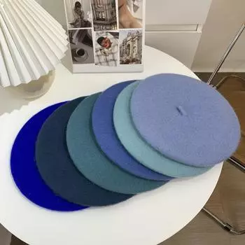 Лао Чэнь оставляет его себе/шерстяной берет, женская универсальная шляпа, женская осенне-зимняя шляпа художника в стиле ретро карамельного цвета M56-58cm чёрный