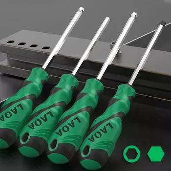 LAOA 1 шт. Шестигранная отвертка с шаровой головкой и магнитом, плоская отвертка S2 58HRC из легированной стали с противоскользящей ручкой