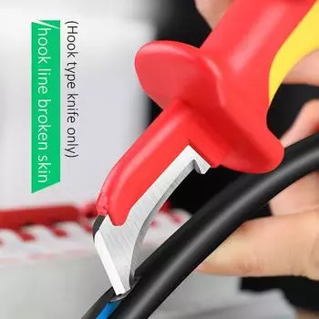 LAOA изолированный нож электрика, нож для зачистки кабеля, прямой изогнутый крюк, фиксированное лезвие, VDE, инструмент для зачистки проводов, ножницы для зачистки