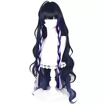 LAOBAO Косплей Парик Kyoran Meloco Kyoran Парик Длинные Кудрявые Черные Фиолетовые Косички Заплетенные Два Хвоста Термостойкий Маскирующий Парик Костюм Аксессуары Для Вечеринки