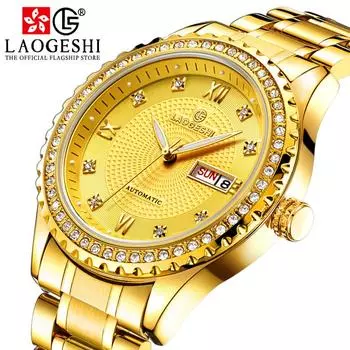 LAOGESHI новые лучшие мужские часы, полностью автоматические часы, модные водонепроницаемые часы с воскресным календарем и ночами