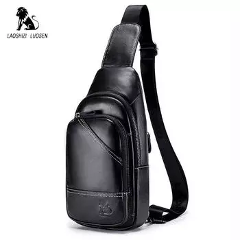 LAOSHIZI брендовые роскошные винтажные мужские сумки, кожаная сумка через плечо для мужчин, деловая сумка через плечо, мужская модная повседневная сумка коричневый