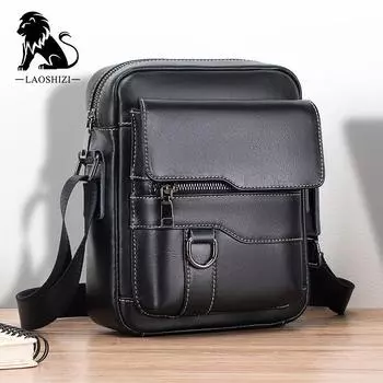 LAOSHIZI качественная мужская сумка из натуральной кожи, сумки через плечо для мужчин, сумка-мессенджер, мужские сумки на плечо из коровьей кожи, мужская сумка