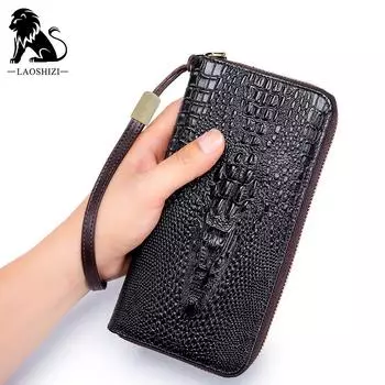 LAOSHIZI Мужская нагрудная сумка-кроссбоди из натуральной кожи – Крокодиловый узор, Большая вместимость, Многофункциональная с портом для USB-зарядки кофейный