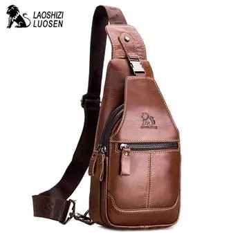 LAOSHIZI Мужская сумка через плечо из натуральной кожи на груди и спине, мужская дорожная сумка через плечо с USB-портом, мужская сумка-мессенджер высокого качества коричневый