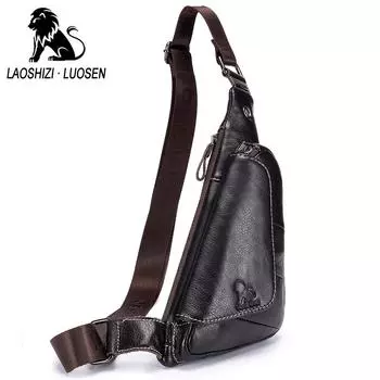 LAOSHIZI мужские нагрудные сумки из натуральной кожи, сумка через плечо, треугольная сумка через плечо, Blosa, телефон, маленькая Mochila, деловая поездка коричневый