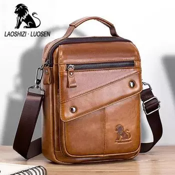 LAOSHIZI Ретро мужская сумка через плечо Высококачественная искусственная кожа через плечо Деловая сумка Мужской посланник Роскошные сумки Дизайнерская мужская сумка чёрный