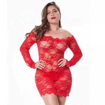 LAPA Комплекты нижнего белья в стиле бебидолл с цветочным кружевом и открытыми плечами больших размеров L