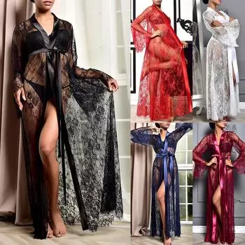 LAPA женская кружевная ночная рубашка с цветочным принтом, прозрачное ночное платье с длинными рукавами, удобная мягкая одежда для сна, ночная рубашка